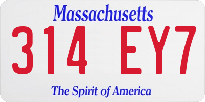 MA license plate 314EY7