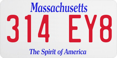 MA license plate 314EY8