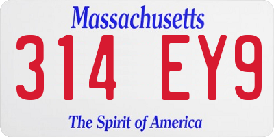 MA license plate 314EY9