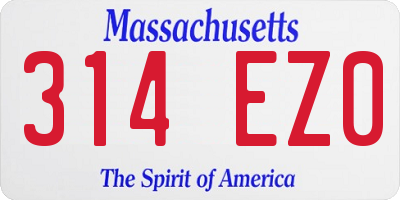 MA license plate 314EZ0