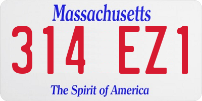 MA license plate 314EZ1