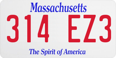 MA license plate 314EZ3