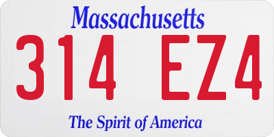 MA license plate 314EZ4