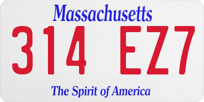 MA license plate 314EZ7