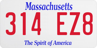 MA license plate 314EZ8