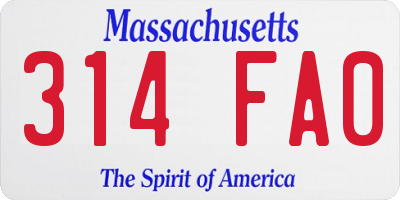 MA license plate 314FA0
