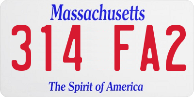 MA license plate 314FA2
