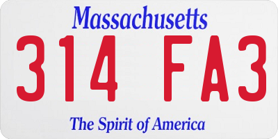 MA license plate 314FA3