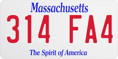 MA license plate 314FA4