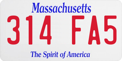 MA license plate 314FA5