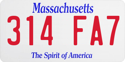 MA license plate 314FA7