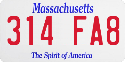MA license plate 314FA8