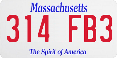 MA license plate 314FB3