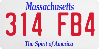 MA license plate 314FB4