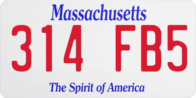 MA license plate 314FB5