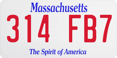 MA license plate 314FB7