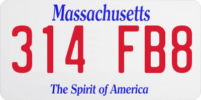MA license plate 314FB8