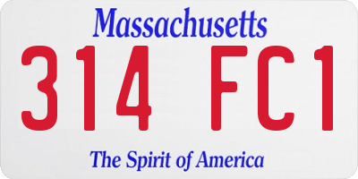 MA license plate 314FC1