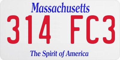 MA license plate 314FC3