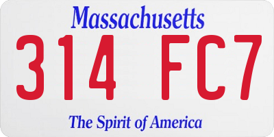 MA license plate 314FC7