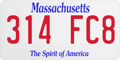 MA license plate 314FC8