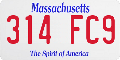 MA license plate 314FC9