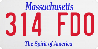 MA license plate 314FD0