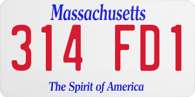 MA license plate 314FD1