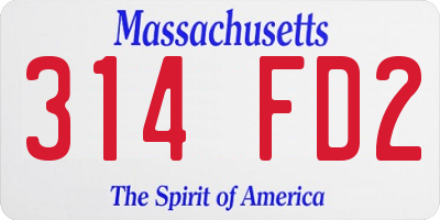 MA license plate 314FD2