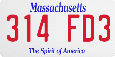 MA license plate 314FD3