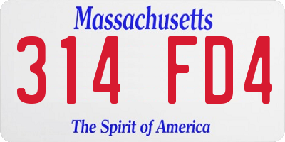 MA license plate 314FD4