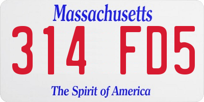 MA license plate 314FD5