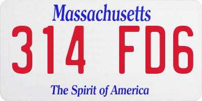 MA license plate 314FD6