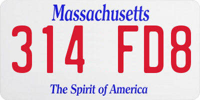 MA license plate 314FD8
