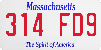 MA license plate 314FD9