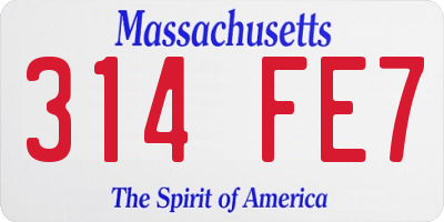 MA license plate 314FE7