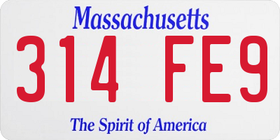 MA license plate 314FE9