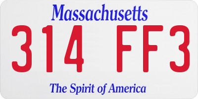 MA license plate 314FF3