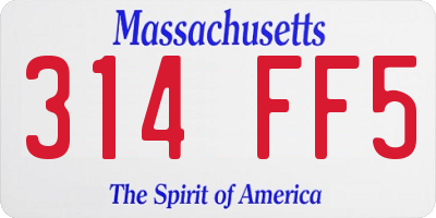 MA license plate 314FF5