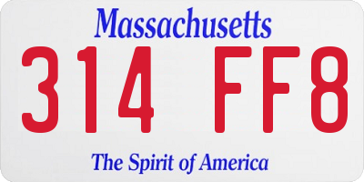 MA license plate 314FF8