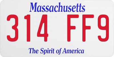 MA license plate 314FF9