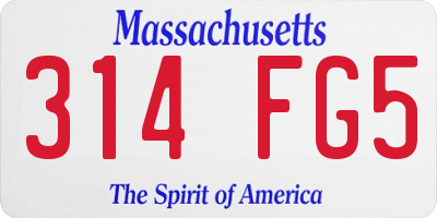 MA license plate 314FG5