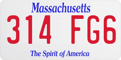 MA license plate 314FG6