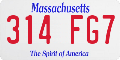MA license plate 314FG7