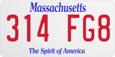 MA license plate 314FG8