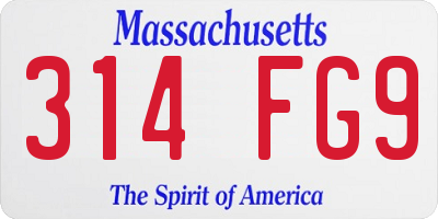 MA license plate 314FG9