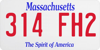 MA license plate 314FH2