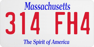 MA license plate 314FH4