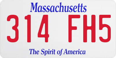 MA license plate 314FH5