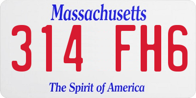 MA license plate 314FH6